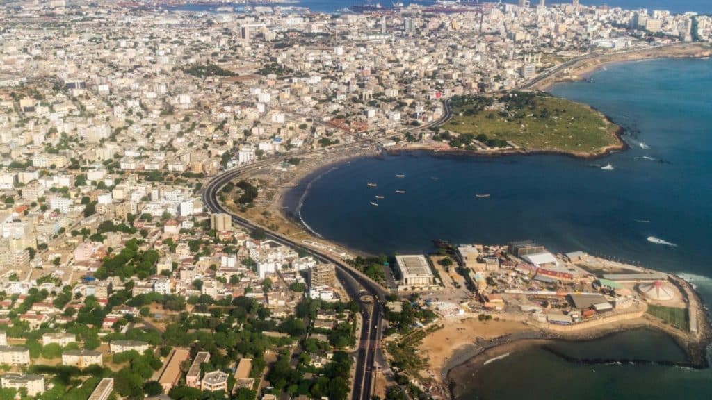 Vue aérienne de Dakar au Sénégal et son quartier du Plateau
