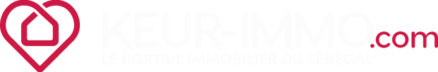 Logo long et blanc de Keur Immo premier site immobilier du Sénégal